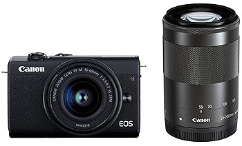 【中古】Canon ミラーレス一眼カメラ EOS M200 ダブルズームキット ブラック EOSM200BK-WZK