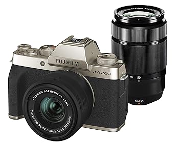 【中古】富士フイルム(FUJIFILM) ミラーレス一眼カメラ X-T200ダブルズームレンズキット シャンパンゴールド X-T200WZLK-G