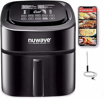 【中古】NuWave (ニューウェーブ) Brio 6クォート ノーオイルフライヤー アプリレシピ付き (ブラック) バスケット仕切り ワンタッチデジタルコントロール