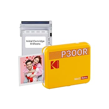 【中古】コダック KODAK Mini 3 レトロ 4PASS ポータブルフォトプリンター(7.6cmx7.6cm)+プリンター本体8枚入り、イエロー