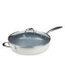 【中古】Goodful セラミック製 焦げ付き防止 深型ソテーパン 蓋付き 食器洗い機対応 鍋 フライパン 快適グリップ ステンレススチールハンドル スキレット