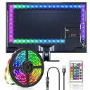 【中古】LEDテープライト RGB テレビバックライト 2M ストリップライト SMD 5050 DIY 切断可能 調光調色 間接照明 USB式 リモコン付き ロープライト 両面