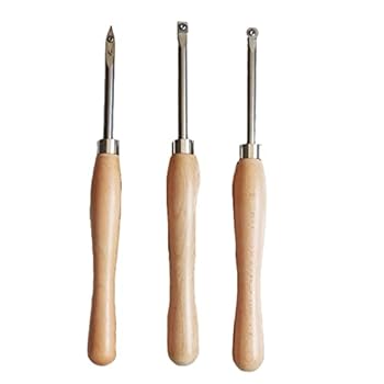 【中古】木工ろくろ工具超硬チップ旋盤ツールバー、DIYや木材愛好家などに使用（ハンドル付き）3点セット