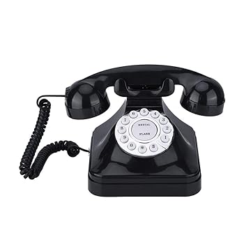 【中古】【未使用】WX-3011 ヴィンテージ ブラック 多機能 固定電話機 アンティークスタイル フラッシュ 再ダイヤル リザーブ HDコール スキッドプルーフ 固定電話
