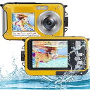 【中古】【未使用】水中カメラ フルHD 2.7K 48MP 防水カメラ シュノーケリング用 デュアルスクリーン 防水カメラ デジタル セルフタイマーと16倍デジ...