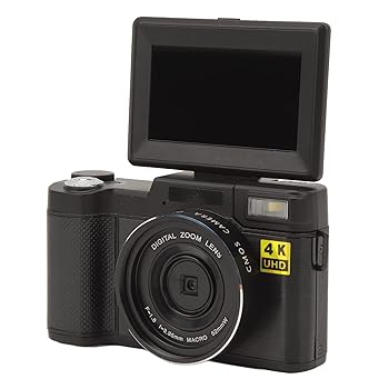 Vloggingカメラ、3.2インチ180度フリップスクリーン付き写真用4K 48MPデジタルカメラ、オートフォーカスVloggingカメラ、16Xデジタルズームトラ