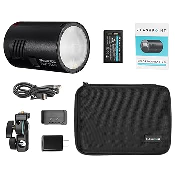 Flashpoint XPLOR 100 Pro TTL R2 モノライト ブラック 100W 2.4G TTL ポータブルライト 写真照明用 1/8000s HSS ストロボライト 0.01-1.5秒 リ