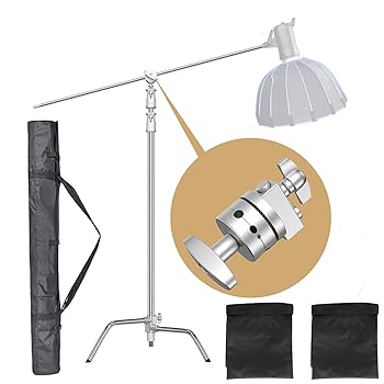 cスタンド ライトスタンド ブームアーム キット付き 高耐久 100%メタル 120cm?299cm調節可能 Godox Aputure Amaran Nanlite撮影スタジオ撮影 フ