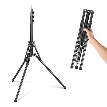 【中古】【未使用】NEEWER ライトスタンド オールメタル 180°逆折りレッグ 178cm折りたたみ式トラベル三脚スタンド リングライト撮影ライト用 1/4" 3/8 "ネジ バッ