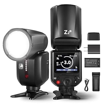 【中古】NEEWER Z2-C 2.4G TTLラウンドヘッドフラッシュストロボ スピードライト アップグレードUI 2つ調節可能なLEDモデリングランプ TTL/Mクイックスイ