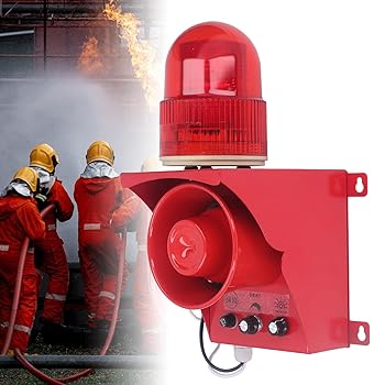 【中古】【未使用】工業用サイレン警報器、40W 130dB防水LEDストロボホーン警報器、ストロボライト付き警報サイレン、工業用音と光警報..