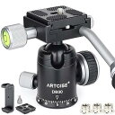 【中古】【未使用】ボール雲台 クイックシュー付き 軽量 アルミ合金製 360度回転可能 自由雲台 ハンドル バブル水準器 全景撮影 ビデオ カメラ 三脚 一眼レフ DSLR