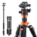 【中古】【未使用】一眼レフ 三脚 K&F Concept カメラ三脚 軽量 コンパクト アルミ合金製 一脚可変 自由雲台 ビデオカメラ DSLR デジタルカメラ 一眼レフ用 1/4"ク