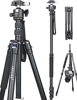 【中古】【未使用】ARTCISE 77インチ三脚 デジタル一眼レフカメラ用三脚 2イン1 コンパクトアルミニウム三脚一脚 360度ボールヘッド付き