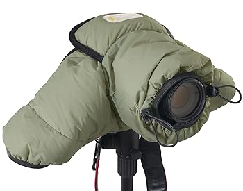 【中古】【未使用】KANI 三脚アクセサリ カメラ防寒カバー AC-004M グリーン 天然フェザー採用 各社中級機カメラ対応 一眼レフ ミラーレス 背面透明窓 三脚取付可能