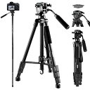 【中古】Pynhoklm カメラ 三脚 ビデオカメラ 一脚可変式 三脚 一眼レフ 360回転 三脚 クイックシュー式3Way雲台 2つ水準器付き 5段階伸縮 フック付き カ