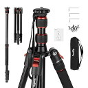 【中古】【未使用】SmallRig カメラ三脚170cm コンパクト三脚4段調整 三脚アルミ製 1/4"と3/8"ネジ付き 耐荷重15kg 中心軸反転 一脚可変式 マジックアーム、スマホ