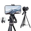 【中古】XILETU ポータブル写真カメラ三脚、スマートフォン三脚、油圧パノラマ雲台、iPhone/Android/カメラなどと互換性があります。自撮り、集合写真、