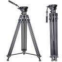 【中古】ARTCISE MS80 ビデオ三脚、フルードビデオ雲台と75mm レベリングベース付き、360°回転 184cm作業高 プロの大型カメラ 三脚、一眼レフ、ビデオカ