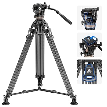 【中古】NEEWER 197cmビデオ三脚 カメラ三脚 フルードヘッド付き カーボン製 ワンステップリリースロック 6段階ダイナミックカウンターバランス 4段階パ 【中古】NEEWER 197cmビデオ三脚 カメラ三脚 フルードヘッド付き カーボン製 ワンステップリリースロック 6段階ダイナミックカウンターバランス 4段階パ