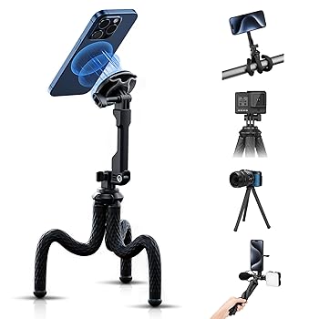 【中古】マグネット くねくね スマホ三脚 Magsafe対応 自撮り棒 スマホ撮影スタンド ミニ携帯三脚 フレキシブル 巻き付け iPhone 16 15 14...