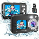 【中古】【未使用】HICSHON 水中カメラ 4Kオートフォーカス 防水デジタルカメラ 48MP 10フィート 自撮りデュアルスクリーン付き 16倍デジタルズー...