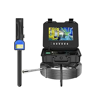 【中古】512Hzロケーター付き10.1インチ下水道カメラ、DVR機能付きパイプライン検査カメラ、配管工、住宅所有者向けの工業用パイプボアスコープ,60M