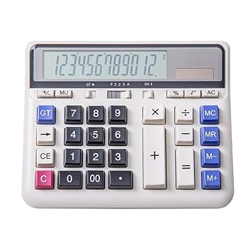 【中古】デスクトップ電卓 財政および銀行人員の白のための二重力コンピュータボタンの計算機12ビット..