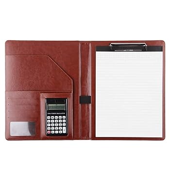 Rakuten - 【中古】【未使用】多機能フォルダ A4 フォルダ 契約サイン フォローアップ業務 フォルダ 12桁電卓 ブラウン変