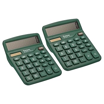 【中古】PATIKIL 卓上電卓 2個 12桁大型LCDディスプレイ 電子計算機 太陽電池デュアルパワー ホーム オフィス デスクトップ用 緑