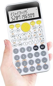 【中古】デスク電卓 - 教室、中学校、高校、または大学向けの青、白、ピンクの学生用電卓 - 基本的、高度な用途のための大型LCDディスプレイ機械機能計算