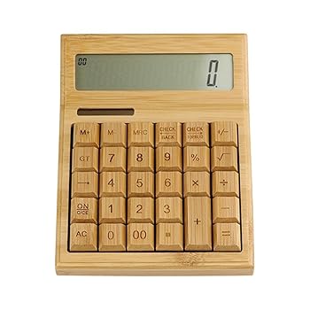 Rakuten - 【中古】【未使用】木製太陽光発電LCDスクリーン安全機能電卓 電卓，木製太陽光発電lcdスクリーン安全機能電卓12ビットデジタル多機能学校用学生用 学用品 中学生