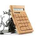 【中古】【未使用】木製デスクトップ電卓、卓上電卓 CS19 ソーラー電卓、18 ボタン 12 桁 LCD ディスプレイ機能デスクトップ電卓、ソーラーとバッテリーのデュアル(3)