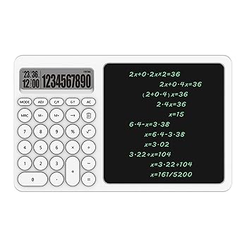 【中古】【未使用】書き込みタブレット付き電卓 BUZHI 書き込みタブレット時間機能付き 10 桁電卓 消去可能な手書きメモ帳付き LCD ディスプレイ卓上電卓 オフィス