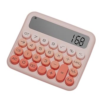 Rakuten - 【中古】電卓 かわいい 12桁 計算機 おしゃれ滑り止め 丸ボタン 人間工学設計 大型LCDディスプレイ 計算機 持ち運び便利 オフィス 家庭 学校用 ピンク