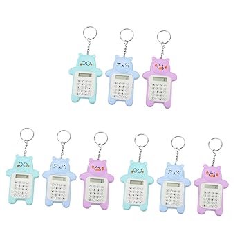 【中古】【未使用】MERRYHAPY 9個 算術電卓 mini 子供用の電卓 オフィスの靴下の詰め物 くま型電卓 ナース電卓 車のキーホルダー 携帯電卓 キーホルダー電卓 プラス