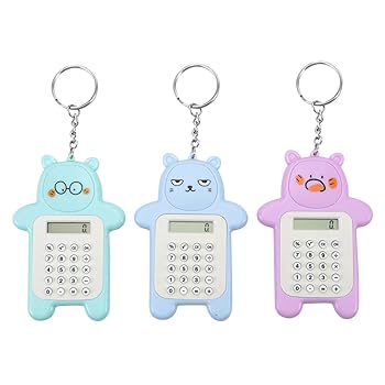 【中古】HOMOCONO 3個 算術 電卓 キーホルダー 財布 キー ホルダー キーホルダー 電卓 キー チェーン スモール 電卓 ポケット サイズ 子供 電卓 オフィス
