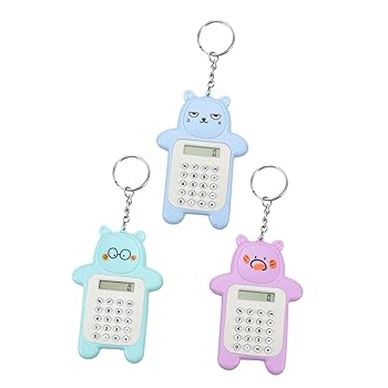 【中古】【未使用】BELLIFFY プラスチックボタン電卓、かわいいミニキーチェーン付き、電卓学生ツール、コンパクトでポータブルな3点セット