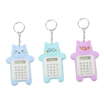 【中古】MOLUCKFU 3個 算術電卓 小さなハンドヘルド電卓 電子 子供用の電卓 小さな電卓 金融電卓 mini キーホルダー電卓 くま型電卓 プラスチックボタン