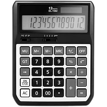 【中古】【未使用】電卓 12桁電卓デュアルパワーバッテリーとソーラーパネルメタル電卓 事務用品 学校 小売店 仕事用 (Color : Black, Size : One size)