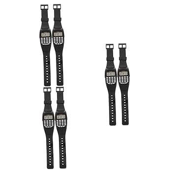 【中古】【未使用】MOLUCKFU 6個 子供たちは見る 腕時計メンズ電卓 時計の電卓 黒時計メンズ電卓 子供電卓時計 キッズ電卓 女の子デジタル時計 電子 子供用計算時計