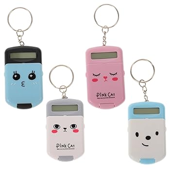 WATIIFUFU 4個 ミニ電卓 バックパック用キッズキーチェーン 電卓キーホルダー 漫画電卓 ミニ携帯電卓 マイコン mini pc minipc キッズ電卓 便利