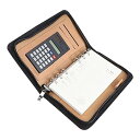 【中古】【未使用】VILLFUL フェイクレザーノート ジッパーノート 電卓付きノート メモ帳電卓 ノートブック 旅行計画マネージャー 赤