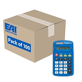 【中古】EAI Education CalcPal EAI-80 ベーシックソーラー電卓 学校/自宅/オフィス用デュアルパワー:ブルー - 100個セット