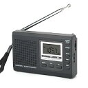 【中古】【未使用】FMラジオ ポータブルミニラジオ FM/MW/SWレシーバー 高感度FMラジオレシーバー デジタル目覚まし時計付き ブラック(2)