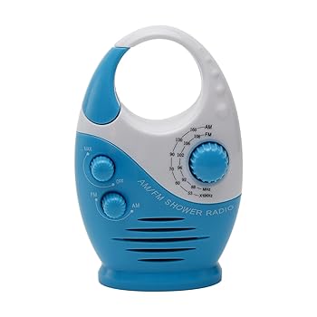 【中古】【未使用】シャワーラジオ AM/FMボタン バスルームラジオ トップハンドル付き 防水 吊り下げ式シャワーラジオスピーカー 音量調節可能 音楽プレーヤー ホー
