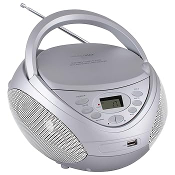 HANNLOMAX HX-326CD ポータブルCD/MP3ブームボックス AM/FMラジオ USBポート MP3再生用 Aux-in LCDディスプレイ AC/DCデュアル電源用 シルバー