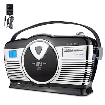 【中古】【未使用】BIGMONAT ポータブル垂直CD MP3プレーヤー FMラジオ付き ホームミュージックプレーヤー CDブームボックス 1W RMS USBソケット2個付き MP3再生 CD