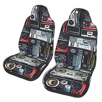 【中古】QQLADY ビンテージ ラジオ壁 ラジカセ カーシートカバー 車両シートプロテクター カーシートク..