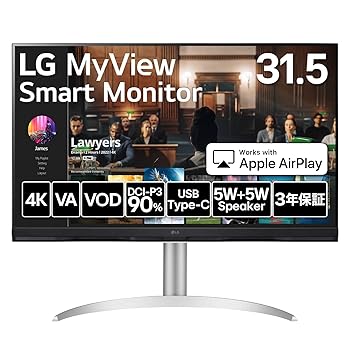 【中古】LG スマートモニター / 32SQ730S-W 31.5インチ/作業効率アップ、ビジネス、映画、VOD視聴/ 4K / webOS22搭載 / VA/アンチグレア/AirPlay 2 /チル